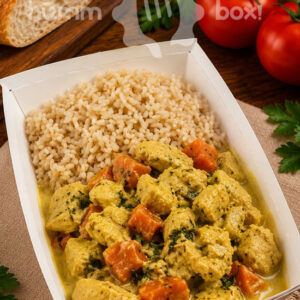 Frango ao Curry com Legumes e Arroz Integral – 400 g <br /><br />